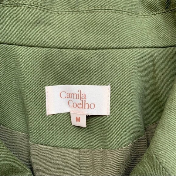 Camila Coelho Revolve Leticia Blazer Jacket Olive Green Cropped Size Medium - Picture 11 of 17